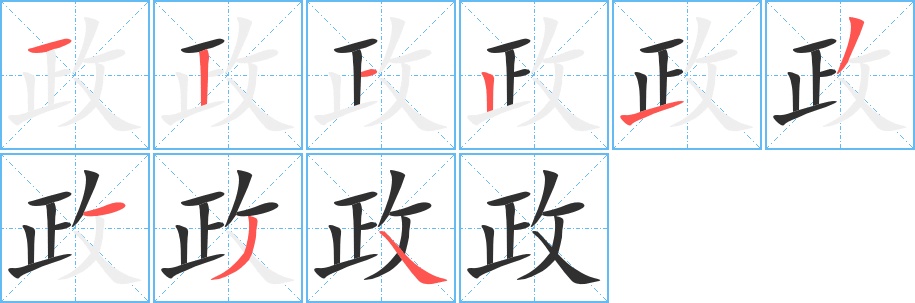 政的笔顺图